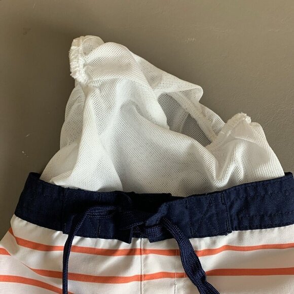 Janie & Jack Swim Trunks White Orange Stripe Anchor Nautical Boys 3-6 Months - Picture 7 of 13